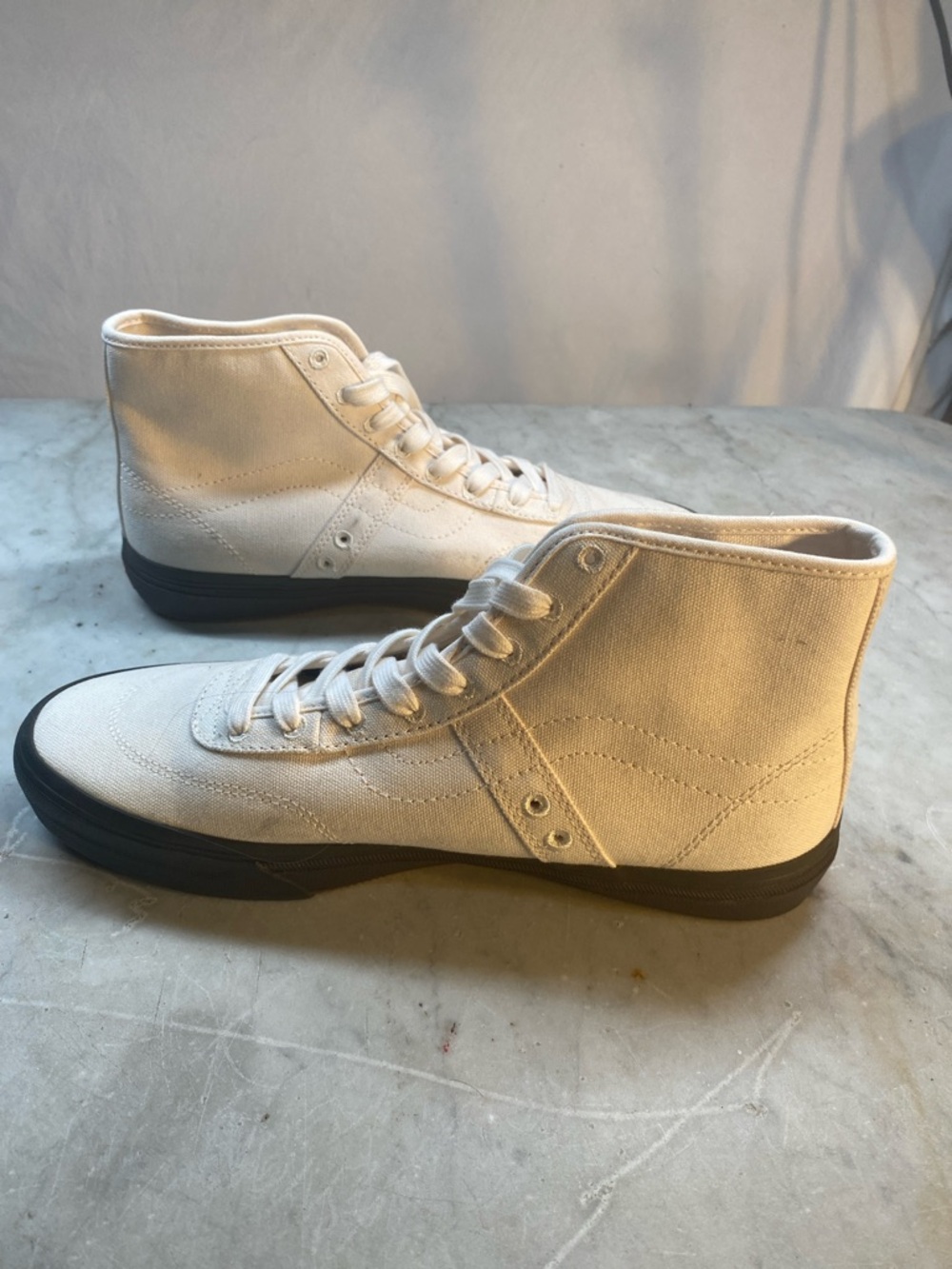 Vans High-Top Canvas Sneakers in Cream with Black Sole - Picture 3 of 6
